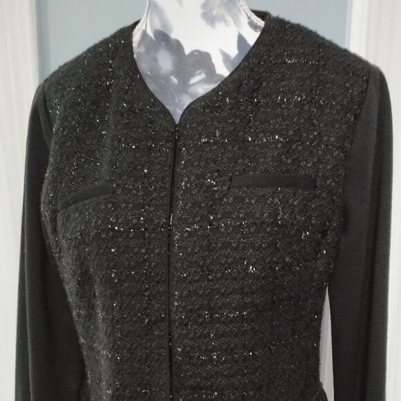 Black Tweed Boucle Metallic Thread Jacket NWOT - Picture 1 of 11